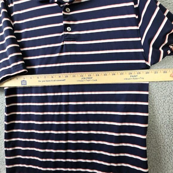 FootJoy Golf Polo Mens Sz Medium M Blue White Pink Striped Stretch Shirt - Picture 5 of 6